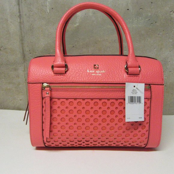 Kate Spade Perri Lane Delaney Bubbles Leather Satchel Crossbody Peony